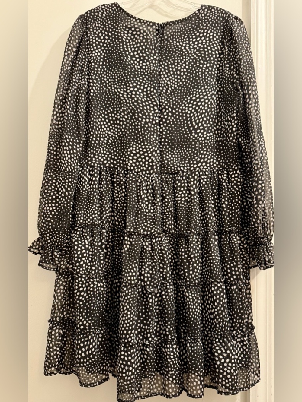Emma & Michele Black and White Polka Dot V-Neck Dress - Picture 2 of 6